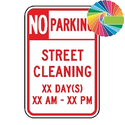 No Parking Variable XX Street Sweeping | Header & Words | Universal Prohibitive No Parking Sign