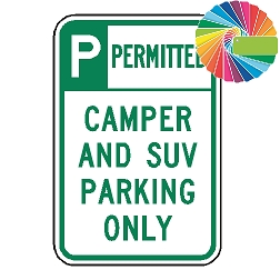 Camper And SUV Parking Only | Header & Words | Universal Permissive Parking Sign