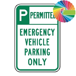 Emergency Vehicle Parking Only | Header & Words | Universal Permissive Parking Sign