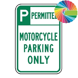 Motorcycle Parking Only | Header & Words | Universal Permissive Parking Sign