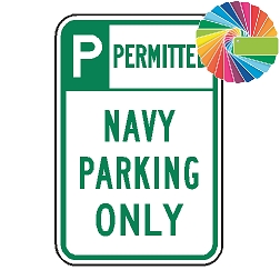 Navy Parking Only | Header & Words | Universal Permissive Parking Sign