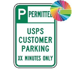 USPS Customer Parking (XX) Min Only | Header & Words | Universal Permissive Parking Sign