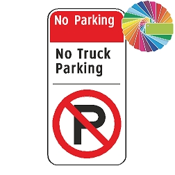 No Truck Parking | Architectural Header, Words & Symbol | Universal Prohibitive No Parking Sign
