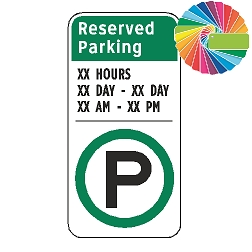 Parking Permitted Variable Times & Hours | Architectural Header with Words & Symbol | Universal Permissive Parking Sign
