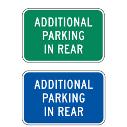 Additional Parking in Rear Sign (Blue or Green)