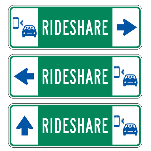 Rideshare (with Left, Right or Up Arrow) Sign