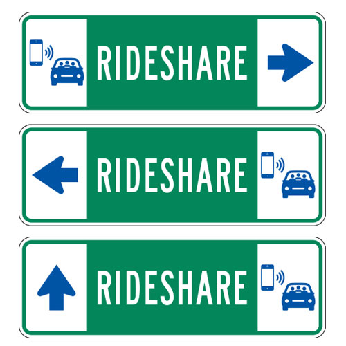 Rideshare (with Left, Right or Up Arrow) Sign