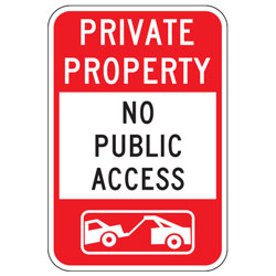 Private Property | No Public Access (Tow Symbol) Sign