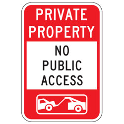 Private Property | No Public Access (Tow Symbol) Sign