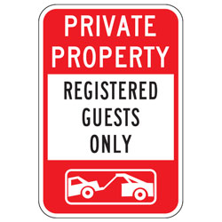 Private Property | Registered Guests Only (Tow Symbol) Sign