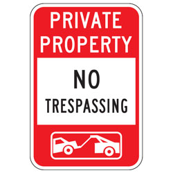 Private Property | No Trespassing (Tow Symbol) Sign