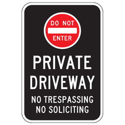 Oxford Series: (Do Not Enter Symbol) Private Driveway | No Trespassing No Soliciting Sign