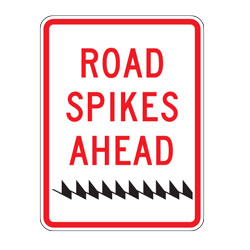 Road Spikes Ahead Sign