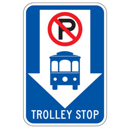 No Parking Trolley Stop Sign
