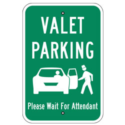 Valet Parking (Valet Symbol) Please Wait For Attendant Sign