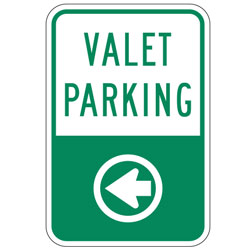 Valet Parking Left Arrow Sign