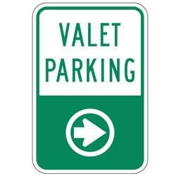 Valet Parking Right Arrow Sign