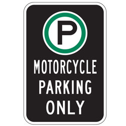 Oxford Series: (Parking Symbol) Motorcycle Parking Only Sign