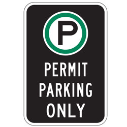 Oxford Series: (Parking Symbol) Permit Parking Only Sign