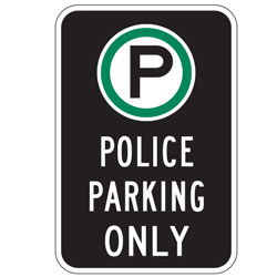 Oxford Series: (Parking Symbol) Police Parking Only Sign