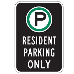 Oxford Series: (Parking Symbol) Resident Parking Only Sign