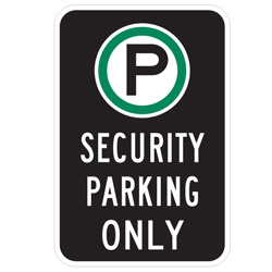 Oxford Series: (Parking Symbol) Security Parking Only Sign