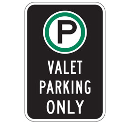 Oxford Series: (Parking Symbol) Valet Parking Only Sign