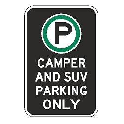 Oxford Series: (Parking Symbol) Camper And SUV Parking Only Sign