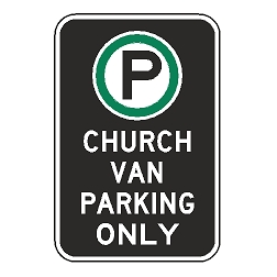 Oxford Series: (Parking Symbol) Church Van Parking Only Sign