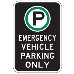 Oxford Series: (Parking Symbol)  Emergency Vehicle Parking Only Sign