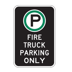 Oxford Series: (Parking Symbol) Fire Truck Parking Only Sign