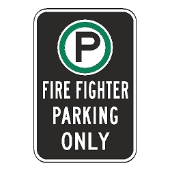 Oxford Series: (Parking Symbol) Fire Fighter Parking Only Sign