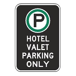 Oxford Series: (Parking Symbol) Hotel Valet Parking Only Sign