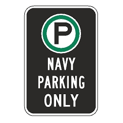 Oxford Series: (Parking Symbol) Navy Parking Only Sign