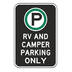 Oxford Series: (Parking Symbol) RV And Camper Parking Only Sign