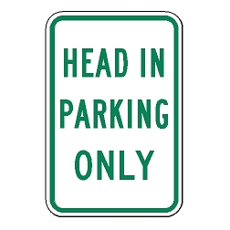 Head In Parking Only Sign