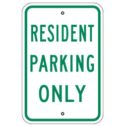 Resident Parking Only Sign