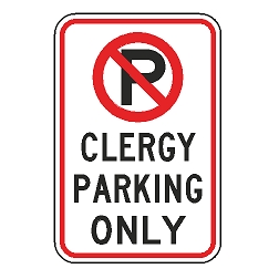 No Parking Clergy Parking Only Sign