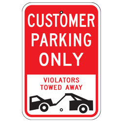 Customer Parking Only Violators Towed Away Sign