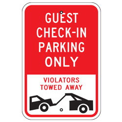 Guest Check in Parking Only Violators Towed Away Sign