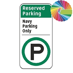 Navy Parking Only | Architectural Header with Words & Symbol | Universal Permissive Parking Sign