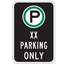 Oxford Series: (Parking Symbol) (Your Words) Parking Only Sign