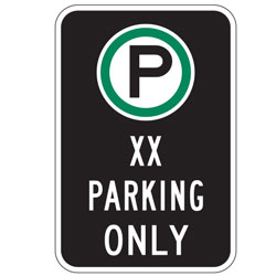 Oxford Series: (Parking Symbol) (Your Words) Parking Only Sign