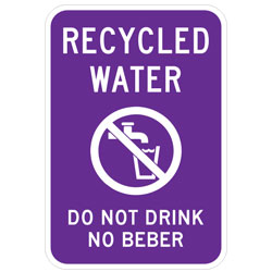 Recycled Water (Symbol) Do Not Drink | No Beber Sign