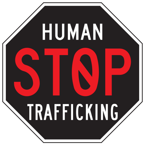 Crime Watch | Stop Human Trafficking Sign | Black & Red on White (Octagon)