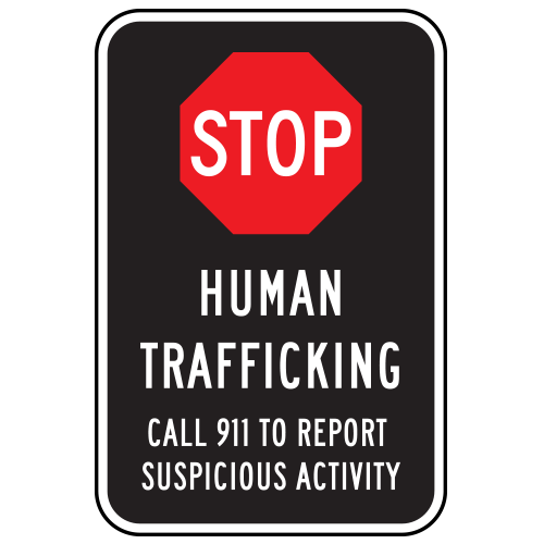 Crime Watch | Stop Human Trafficking Call 911 Sign | Black & Red on White