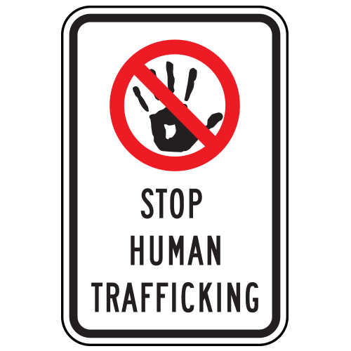 Crime Watch | Stop Human Trafficking (Handprint/No Symbol) Sign | Red & Black on White