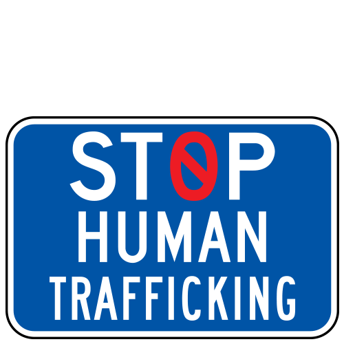 Crime Watch | Stop Human Trafficking (No Symbol) Sign | Blue & Red on White