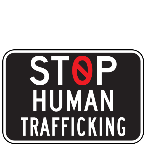 Crime Watch | Stop Human Trafficking (No Symbol) Sign | Black & Red on White