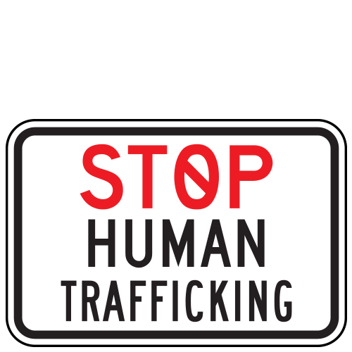 Crime Watch | Stop Human Trafficking (No Symbol) Sign | Red & Black on White